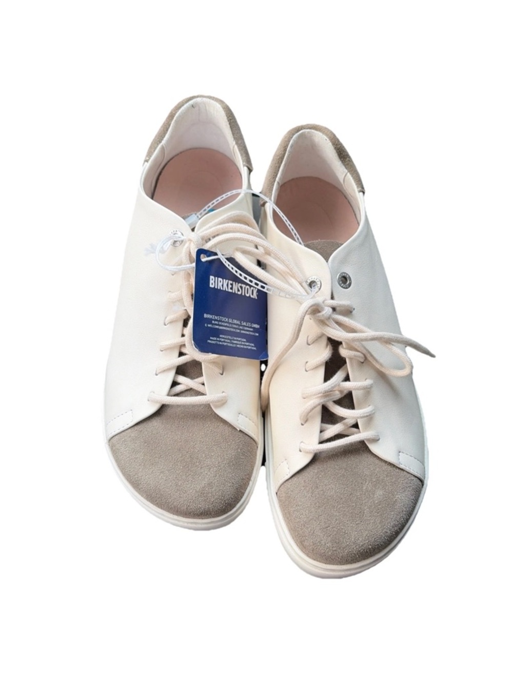Birkenstock Men’s leather Cream and Taupe Lace-Up Sneakers U.S. 10 EU 41